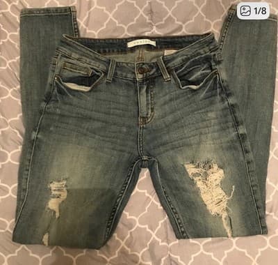 Eunina Clara High Rise Skinny Jeans Size 7 Women Distressed Denim Crop Stretch