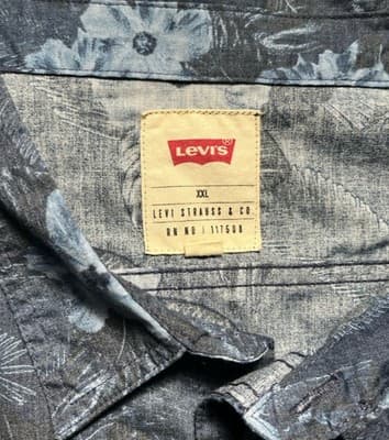 Levi's Blue Hawaiian Short Sleeve Button Up Shirt Size XXL Mens Summer Beach - Thumbnail 3