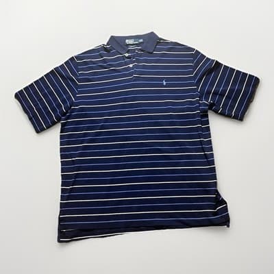 Polo Ralph Lauren Mens Blue Striped Polo Shirt Short Sleeve Size XL - Thumbnail 2