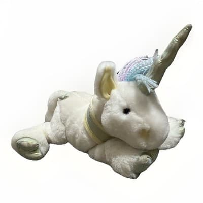 Unicorn Plush Stuffed Animal Rainbow Mane Green Feet Vintage 2001 Commonwealth