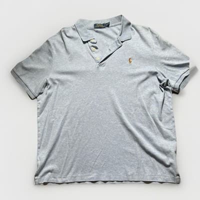 Polo Ralph Lauren Pima Soft Touch Flesh Pony Blue Polo Shirt Classic Fit Men's L - Thumbnail 2