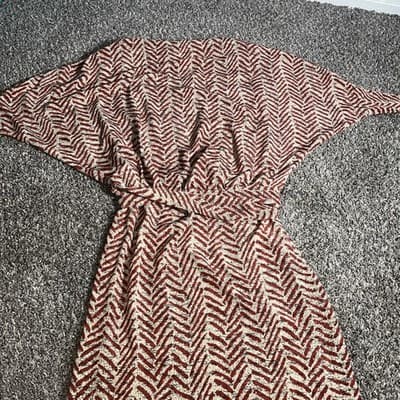 Liz Claiborne 3/4 Sleeve Chevron Belted Midi Dress Shoulder Pads Women Size 8 - Thumbnail 7
