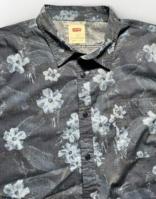 Levi's Blue Hawaiian Short Sleeve Button Up Shirt Size XXL Mens Summer Beach - Thumbnail 2