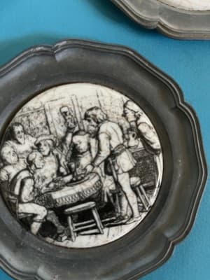 Vintage BMF 95% Zinn Pewter 7" Round German town Plates Set Of 6 - Thumbnail 4