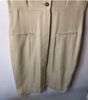 Vintage NWT Liz Claiborne Midi Dress Cap Sleeve Gold-Button Rayon Sand Sz.14 - Thumbnail 3