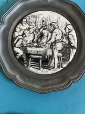 Vintage BMF 95% Zinn Pewter 7" Round German town Plates Set Of 6 - Thumbnail 9