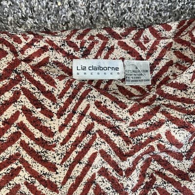 Liz Claiborne 3/4 Sleeve Chevron Belted Midi Dress Shoulder Pads Women Size 8 - Thumbnail 4