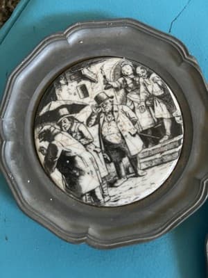 Vintage BMF 95% Zinn Pewter 7" Round German town Plates Set Of 6 - Thumbnail 5