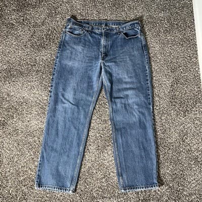 Levis 550 Jeans Mens Relaxed Fit Straight Leg Medium Blue Denim Size 40x32 - Thumbnail 2