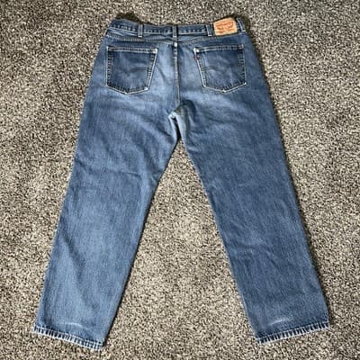 Levis 550 Jeans Mens Relaxed Fit Straight Leg Medium Blue Denim Size 40x32 - Thumbnail 5