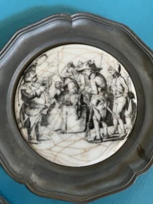 Vintage BMF 95% Zinn Pewter 7" Round German town Plates Set Of 6 - Thumbnail 6