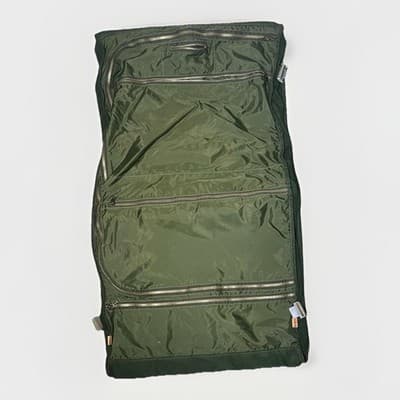 Dakota Tumi Vintage Garment Bag Gree Canvas Brown Leather Trim Classic - Thumbnail 2
