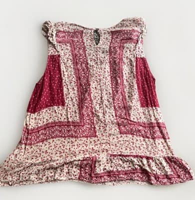 DEMOCRACY Women’s Boho Eyelet Lace Floral Top Blouse Red Size X Large Summer - Thumbnail 4