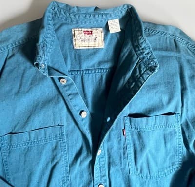 Vintage Levis Shirt Jacket Mens Xl Chore Shacket Metal Buttons Canvas 90s Dyed - Thumbnail 2