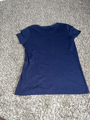 Lauren Ralph Lauren T Shirt Women M Navy Studded Logo Cap Sleeve Top Diamonds - Thumbnail 5