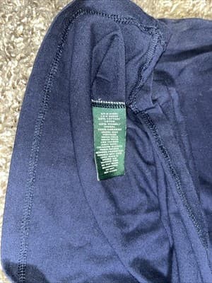 Lauren Ralph Lauren T Shirt Women M Navy Studded Logo Cap Sleeve Top Diamonds - Thumbnail 6