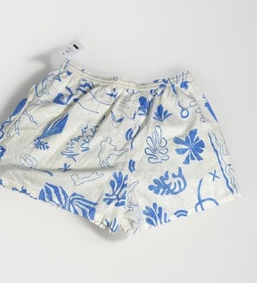 Lucky Brand 100% Linen Floral Shorts Blue Purple Palm Leaf Mid Rise Comfy Sz M - Thumbnail 3