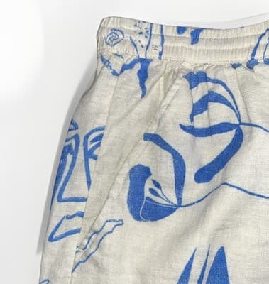 Lucky Brand 100% Linen Floral Shorts Blue Purple Palm Leaf Mid Rise Comfy Sz M - Thumbnail 4