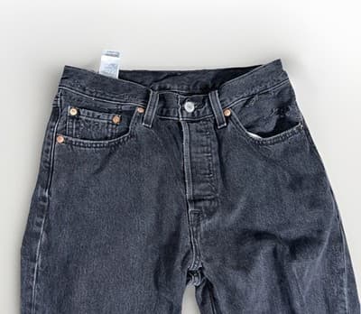 Levi’s Women’s 501 Black Jeans Button Fly Straight Leg Denim W 27 L32 Distressed - Thumbnail 2