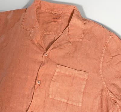 Lucky Brand Shirt Mens XXL Summer Orange Pocket Button Up Linen Blend Boho - Thumbnail 2