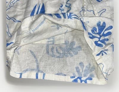 Lucky Brand 100% Linen Floral Shorts Blue Purple Palm Leaf Mid Rise Comfy Sz M - Thumbnail 2