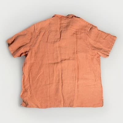 Lucky Brand Shirt Mens XXL Summer Orange Pocket Button Up Linen Blend Boho - Thumbnail 4