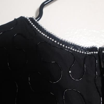 Denise Elle Dress Womens Large Beaded Sequin Short Sleeve Shoulder Pads - Thumbnail 6