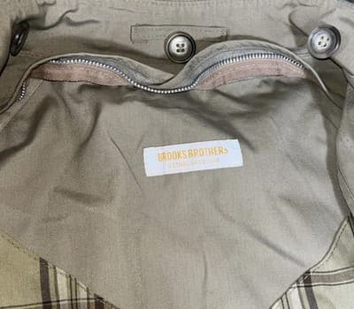 Vintage Brooks Brothers Trench Coat Wom. 42 L Khaki Belted Plaid Lined Made USA - Thumbnail 10
