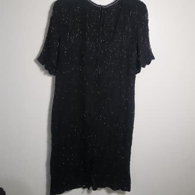 Denise Elle Dress Womens Large Beaded Sequin Short Sleeve Shoulder Pads - Thumbnail 3