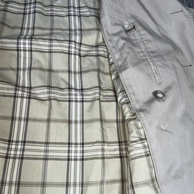 Vintage Brooks Brothers Trench Coat Wom. 42 L Khaki Belted Plaid Lined Made USA - Thumbnail 6