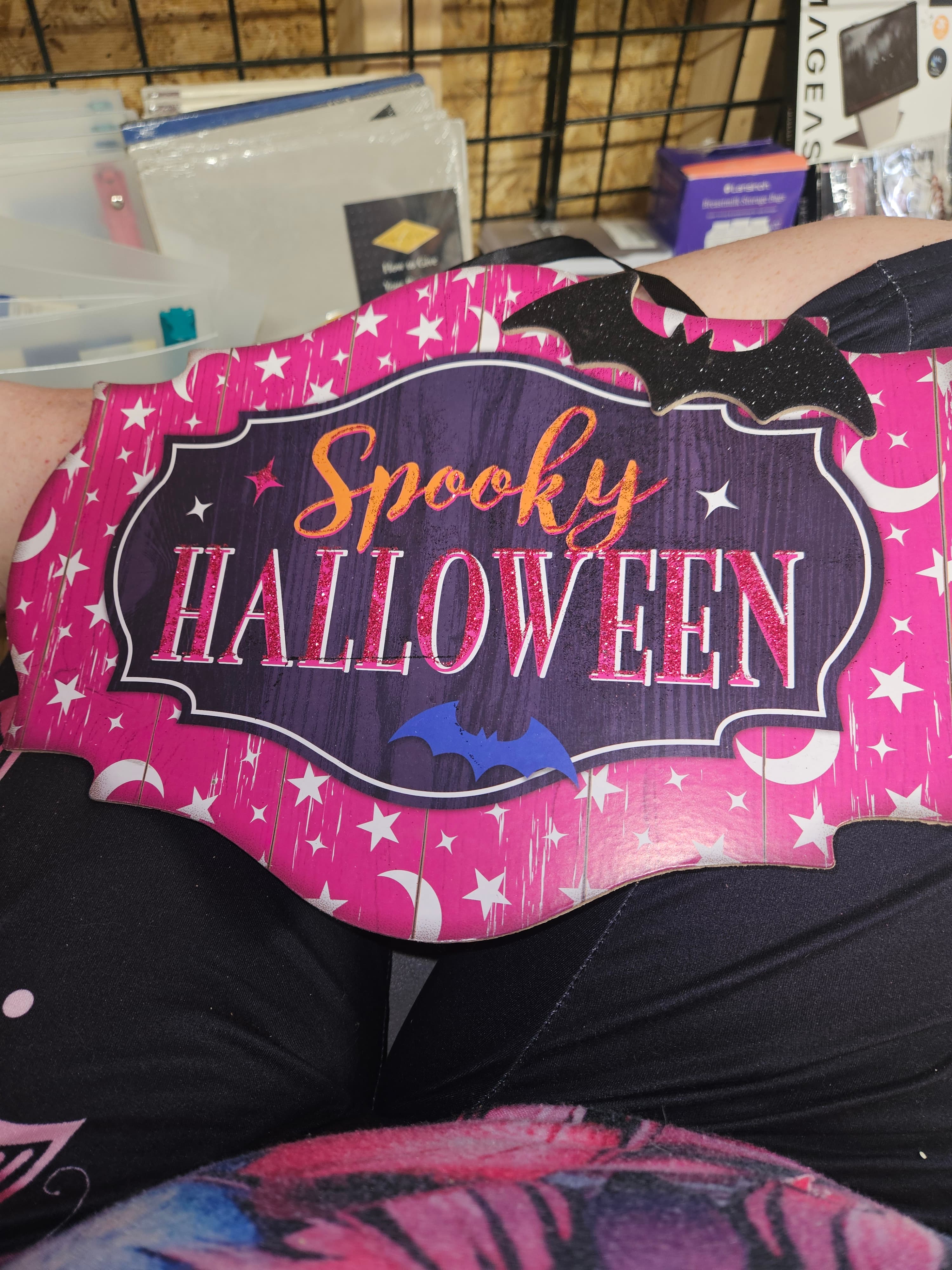 Halloween Decorative Plaque with Bats and Stars - Thumbnail 2