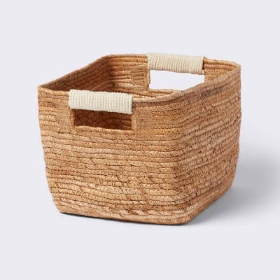 Small Natural Woven Basket Almond - Brightroom: Rectangle Storage, Paper Material, 4"x8"x6 - Thumbnail 5