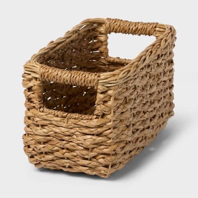 Small Natural Woven Basket Almond - Brightroom: Rectangle Storage, Paper Material, 4"x8"x6 - Thumbnail 8