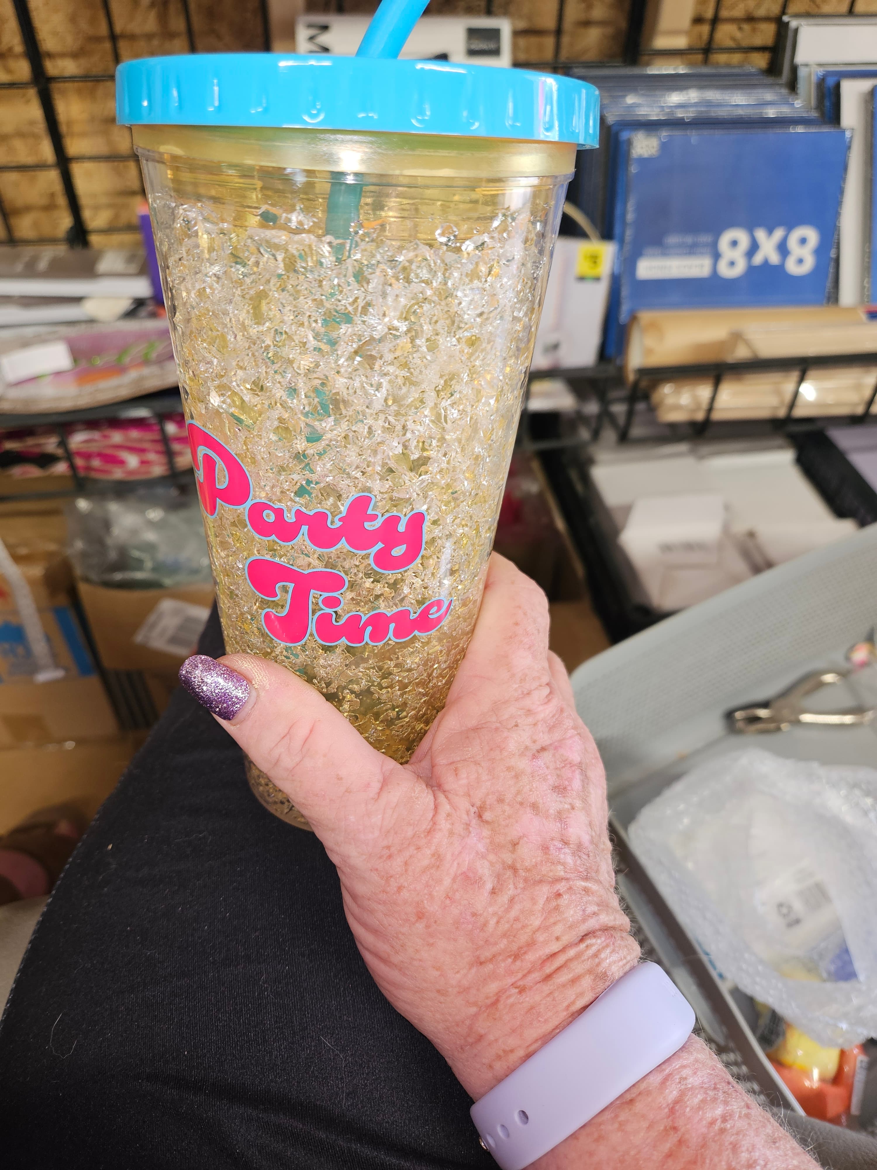 Party Time Glitter Tumbler with Straw - Thumbnail 2