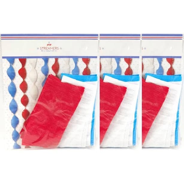 12X Bullseye Playground Red White & Blue Streamers 50” 8ct - Thumbnail 7