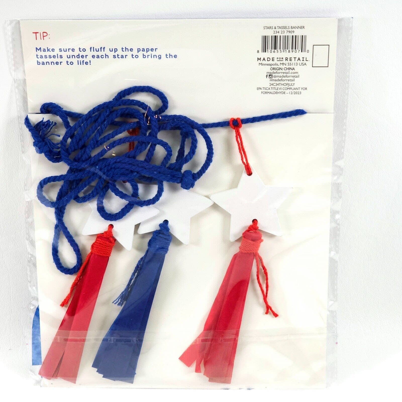3 Pack Target Crepe Paper Stars & Tassels Red White and Blue 72 in. (1.82m) NEW - Thumbnail 3