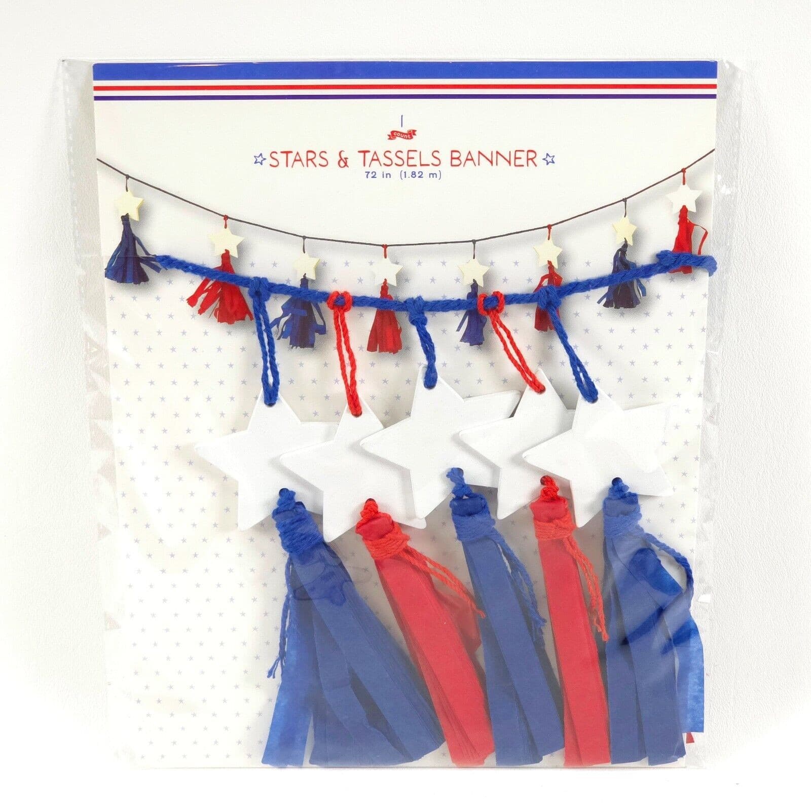 3 Pack Target Crepe Paper Stars & Tassels Red White and Blue 72 in. (1.82m) NEW - Thumbnail 2