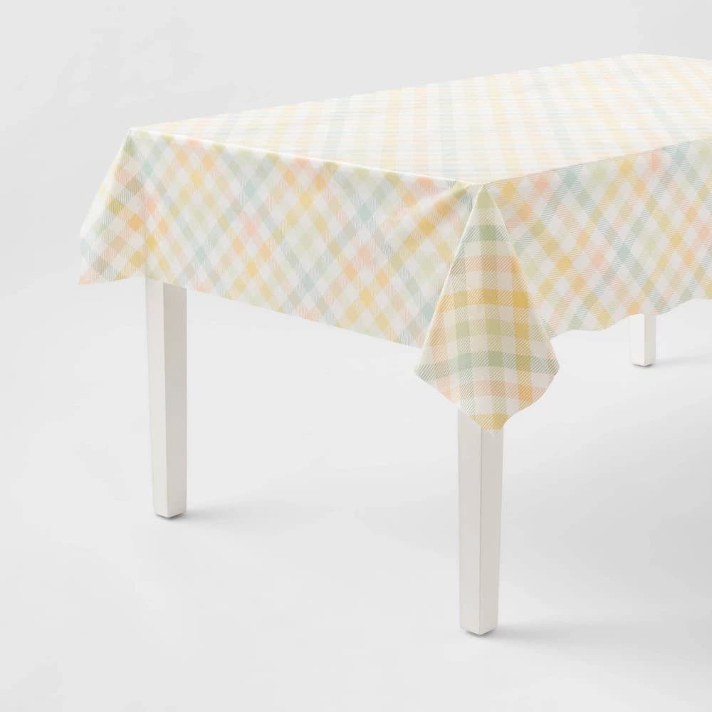 1ct Easter Pastel Gingham Plaid Table Cover - Spritz - Thumbnail 3