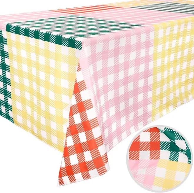 1ct Easter Pastel Gingham Plaid Table Cover - Spritz - Thumbnail 8