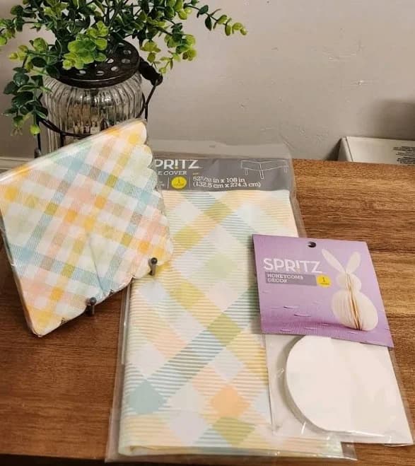1ct Easter Pastel Gingham Plaid Table Cover - Spritz - Thumbnail 2