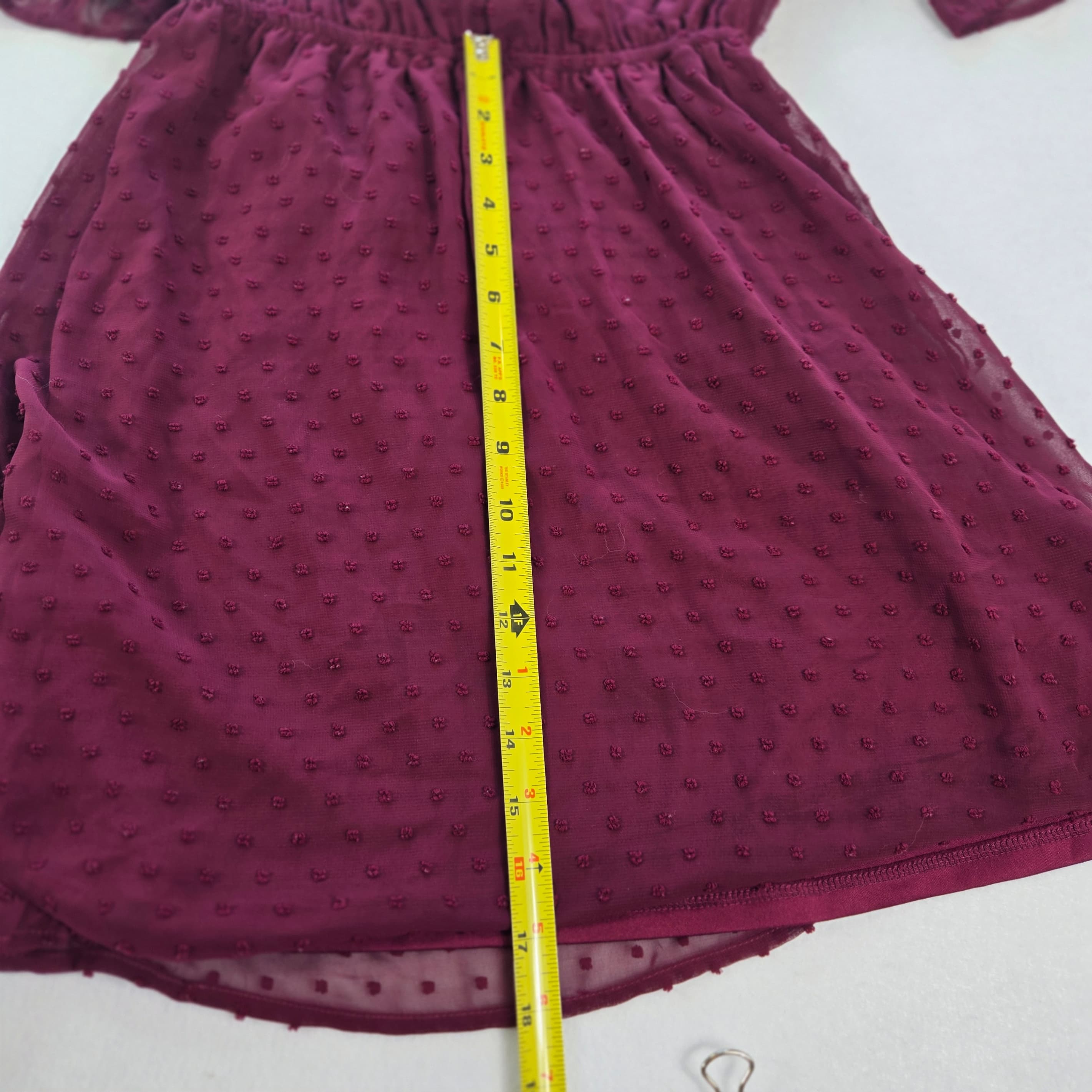 Rewind Burgundy Polka Dot Wrap Dress Size Small - Thumbnail 2