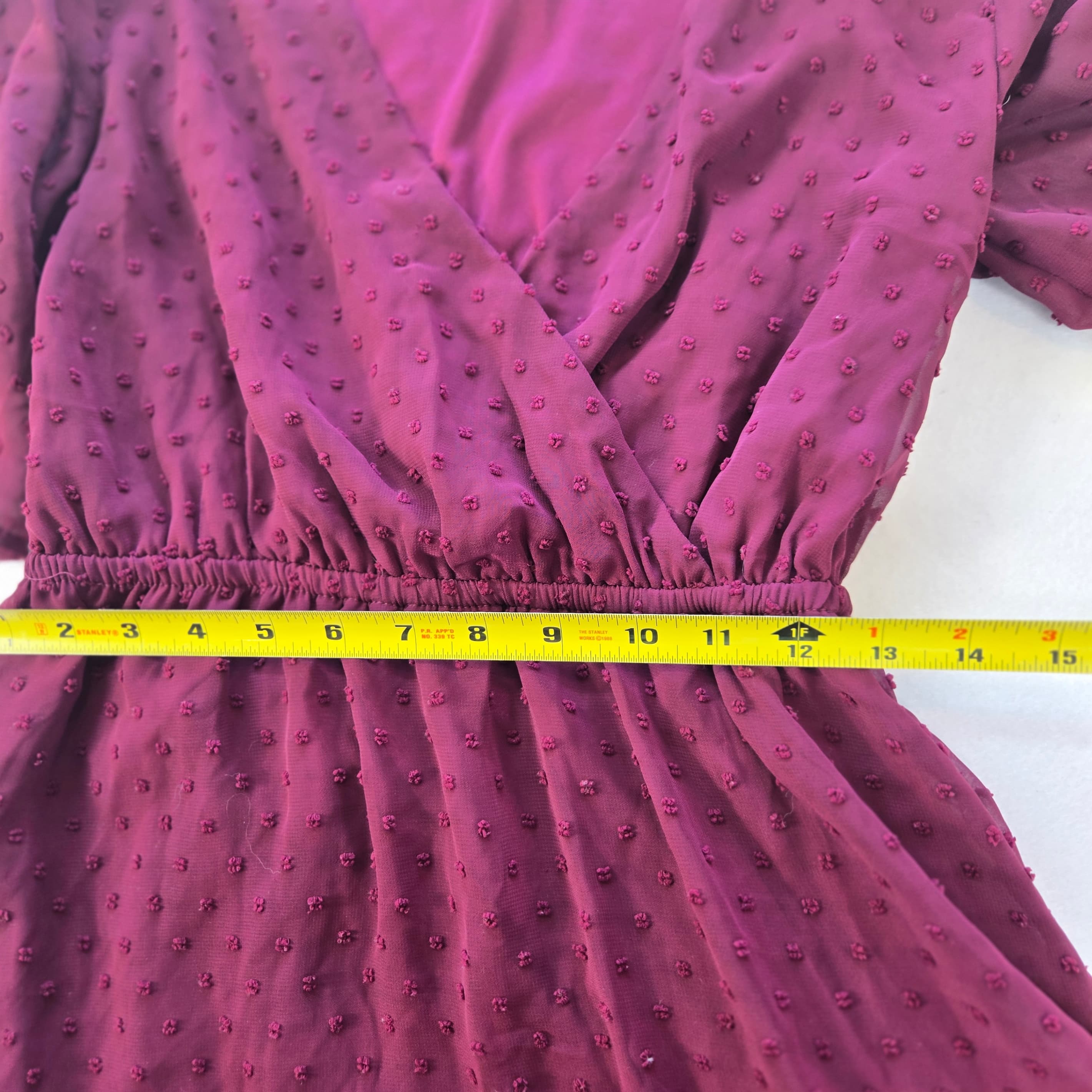Rewind Burgundy Polka Dot Wrap Dress Size Small - Thumbnail 3