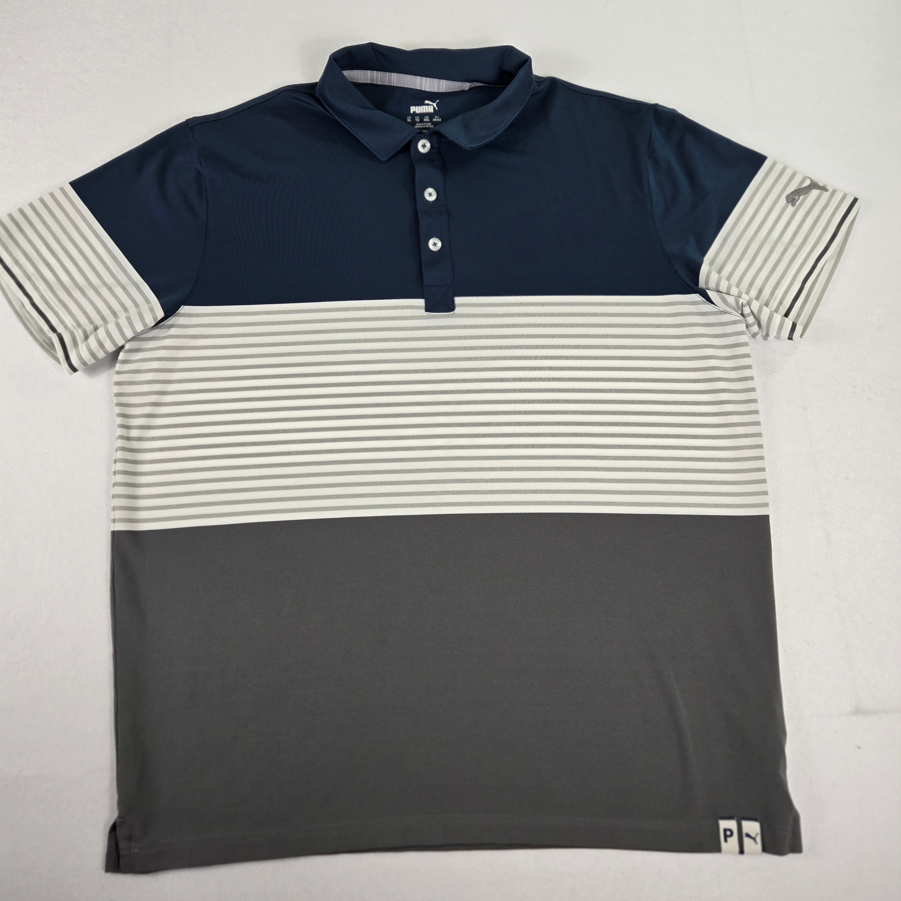 Puma Men's Striped Polo Shirt Size XL