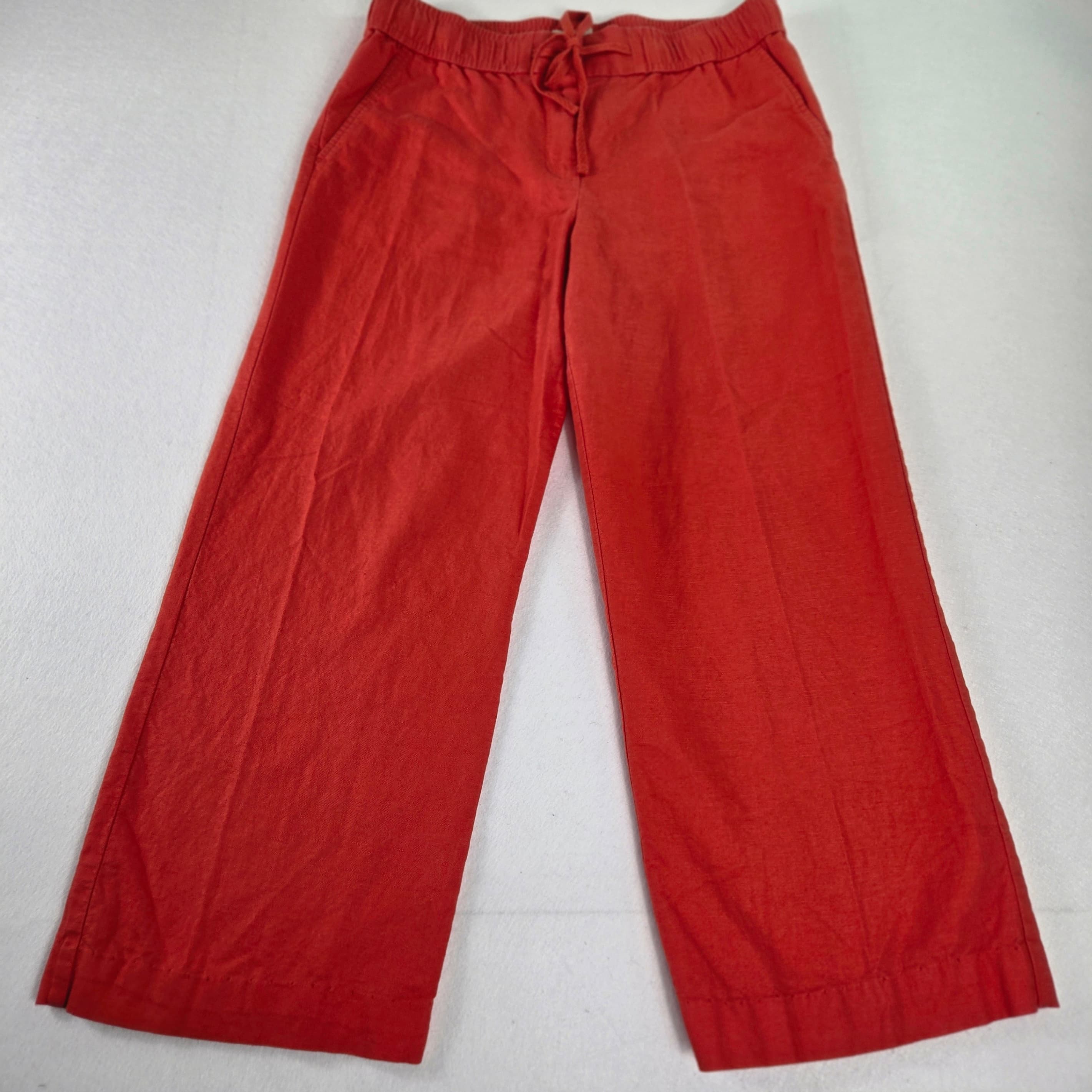 Loft Linen Blend Wide Leg Pants Red Size 8