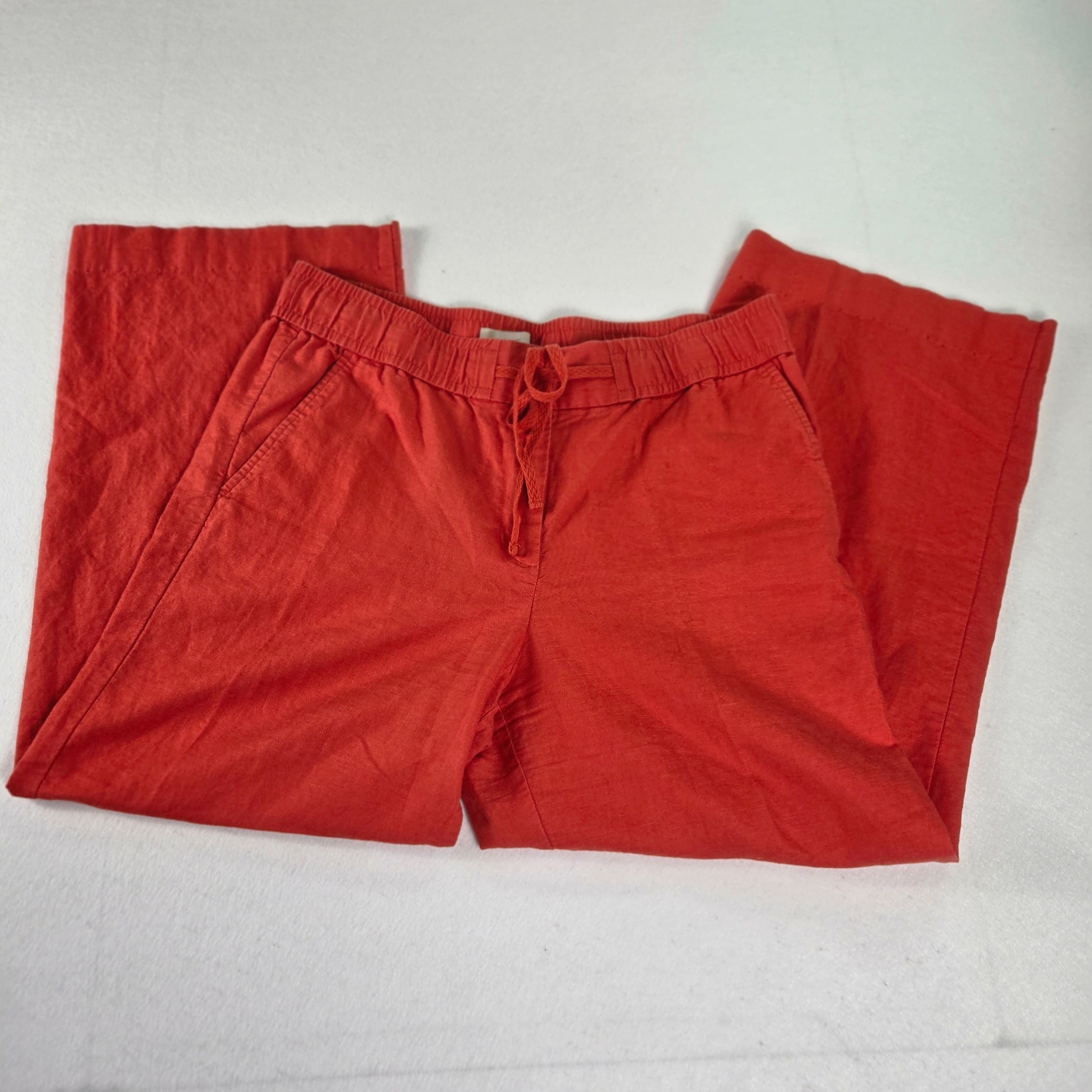 Loft Linen Blend Wide Leg Pants Red Size 8 - Thumbnail 3