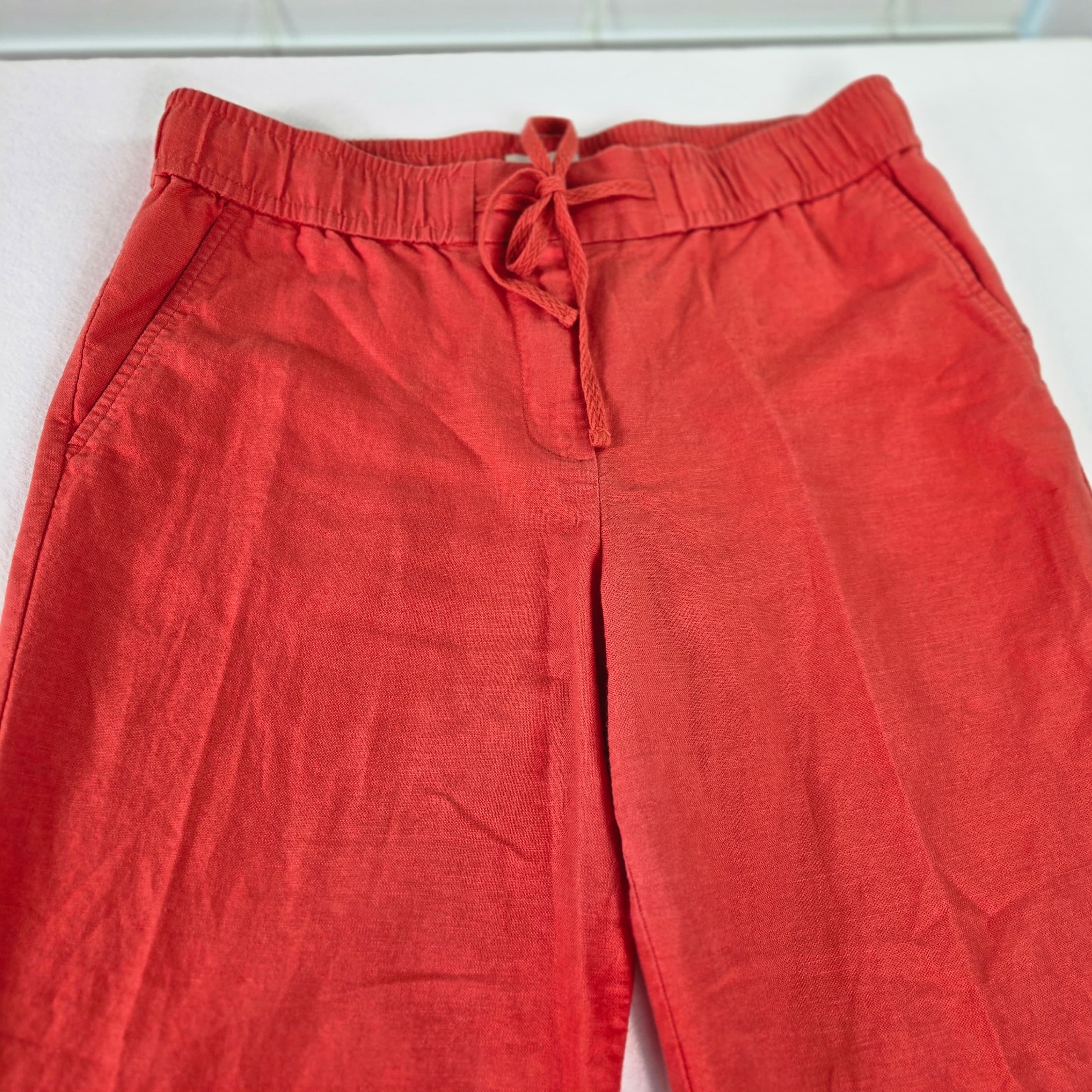 Loft Linen Blend Wide Leg Pants Red Size 8 - Thumbnail 10