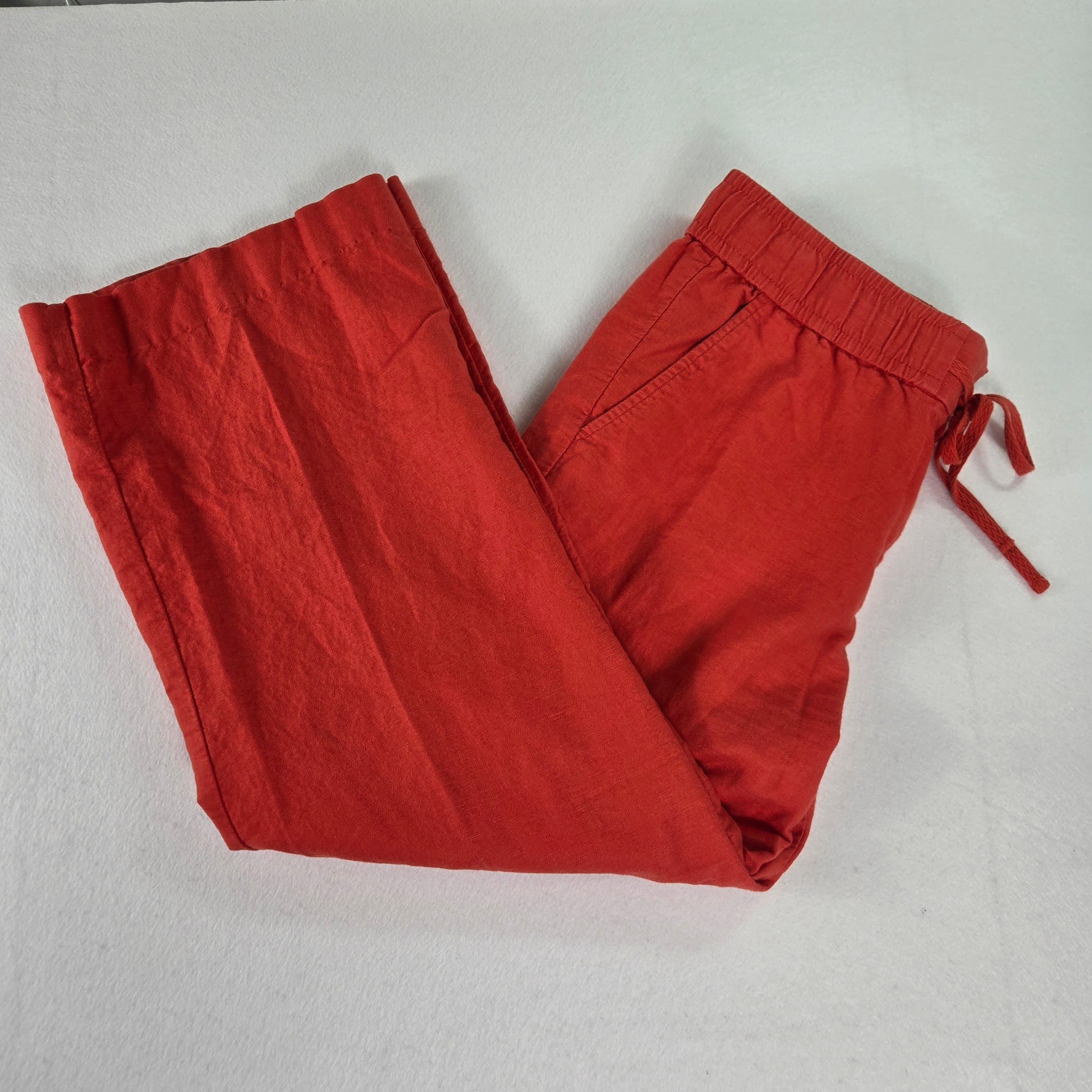 Loft Linen Blend Wide Leg Pants Red Size 8 - Thumbnail 11