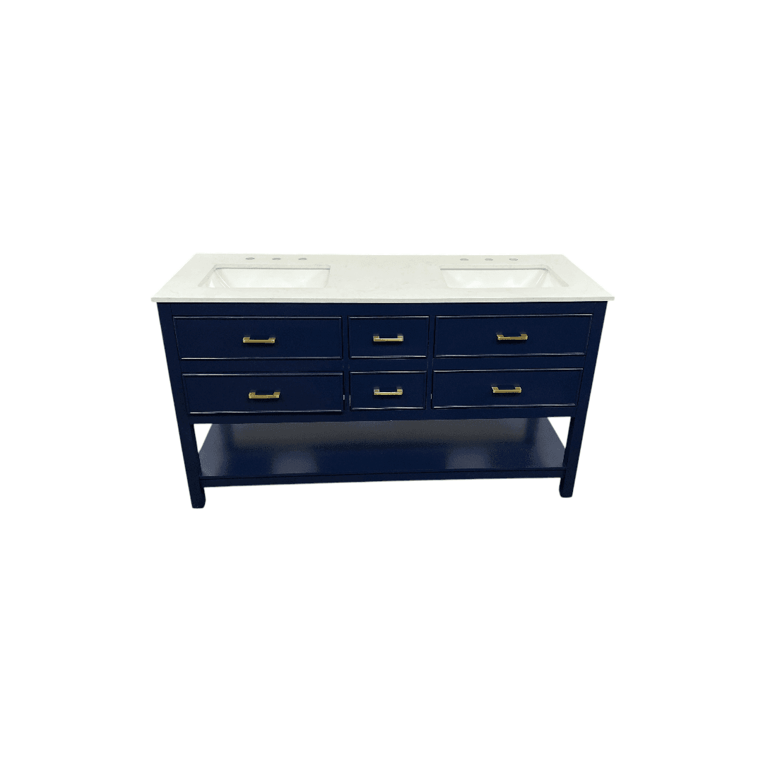 Latitude Run Brooks Double Bathroom Vanity with Marble Top - Thumbnail 3
