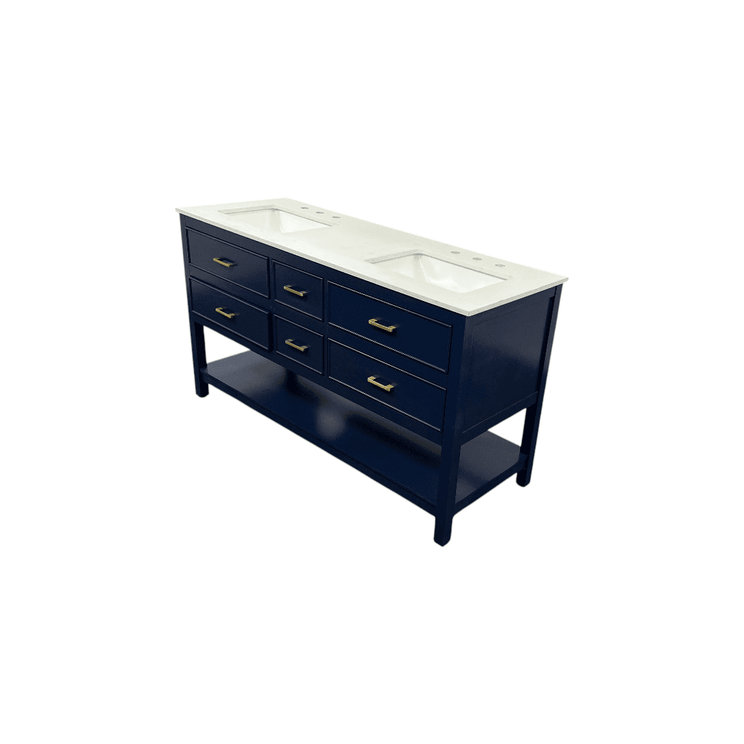 Latitude Run Brooks Double Bathroom Vanity with Marble Top - Thumbnail 6