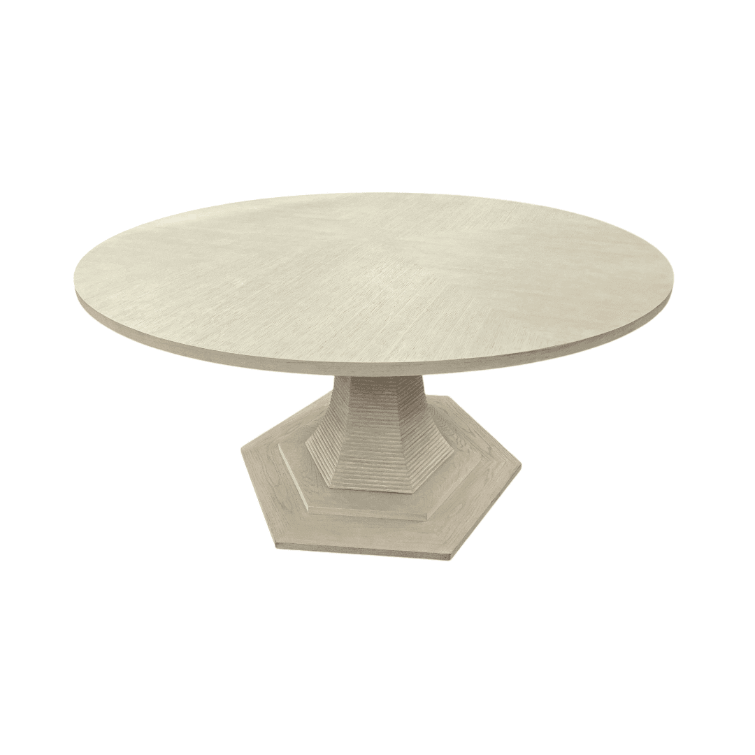 Maitland Smith Oak Round Solid Wood Dining Table - Thumbnail 3